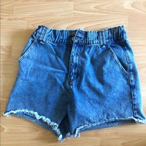 Medium blue wash denim shorts